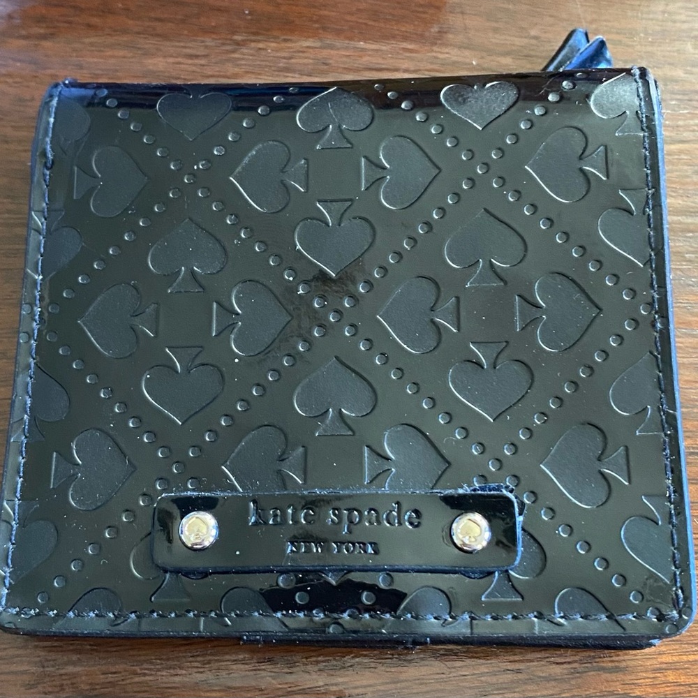 Like New Kate Spade Patent Leather,  Spade Logos on Wallet. Small Wallet.